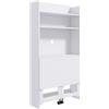 HOMCOM Scrivania Pieghevole con Libreria, 2 Ruote e 4 Ripiani, Tavolo Salvaspazio Moderna con Foro Passacavi, 80x69x155 cm, Bianco | Aosom Italy
