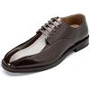 YFFUSHI Scarpe Uomo Eleganti in Pelle Verniciata Stringate Derby da Ufficio Formali Abito Matrimonio, Nero, 41 EU
