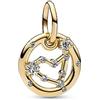 PANDORA Pendente Moments con segno zodiacale del Capricorno placcato in oro 14 k con zirconi cubici trasparenti