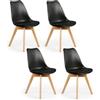 HOME DECO FACTORY Set di 4 sedie Scandinave Cover Pp Imbottiree Nero Seduta Tavolo Sedia, Soggiorno, Sala da Pranzo Entra Camera Mobili, 58 x 81.6 x 48.8 cm