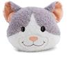 NICI Felli 62975 - Morbido cuscino in tessuto peluche per bambini e adulti, ideale per casa, asilo o in viaggio, a forma di gatto, 35 x 30 cm, grigio