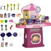 AIYAPLAY Cucina Bambino Giocattoli Dinette Accessori 38 PZ Giocattolo d'imitazione per Bambino - per 3-6 Anni con luci e suoni realistici, Rosa