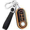 OFF WE GO Custodia Chiave Cover Chiave Guscio Chiavi per Fiat 500 Punto Bravo Panda Lancia Ypslon Doblo Ducato Idea Linea Ulysse Coprichiave Macchina Copri Chiavi Telecomando Portachiavi, Oro Nero