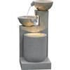 Dehner Fontana da giardino Samson, resistente al gelo, fontana per esterni, con illuminazione a LED, ca. 100 x 54,5 x 54,5 cm, poliresina, grigio