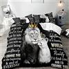 LUVIVIHOME VIVIHOME - Set di biancheria da letto king size, 3 pezzi, motivo: leone, safari africano, biancheria da letto nera, copripiumino, decorazione per camera da letto per coppie, regali romantici per