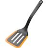 Fiskars Functional Form Spatola | Supporto Integrato, Resistente al Calore Fino a 220 °C, Lunghezza 29,5 cm, Plastica/Silicone, Nero/Arancione, 1079964