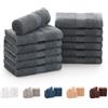 Todocama - Set di 12 asciugamani (30 x 30 cm) 100% cotone morbido e assorbente, 550 gsm premium, (grigio scuro)
