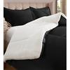 Elegant Comfort Piumino reversibile pesante in micro camoscio, flanella di microsuede, raso nero, king