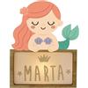 WONDEE Lampada Personalizzata in Legno Con Nome - Luce Notturna Bambini di Sirena, Regalo Neonato Maschio e Femmina, Regalo Battesimo Bambina e Bimbo, Regali Personalizzati Bambino e Bimba