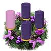 Elite Holiday Products Portacandele a forma di corona dell'Avvento con nastro viola, per candele dell'Avvento a colonna - Grandi dimensioni 17 x 17 - Portacandele natalizie - Decorazione per