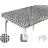 TopTableCloth Tovaglia da picnic rettangolare con motivo nero, 121,9 x 61 cm, tovaglia elastica all'angolo per tavolo pieghevole, in plastica vinilica, impermeabile, per feste di compleanno, casa