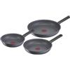 Tefal Natural On Set 3 padelle 20/24/28 cm, Rivestimento Antiaderente, Funzione Thermo-Signal, Cottura Sana, Utensili da Cucina sicuri, Cottura in Padella, induzione G2809072, Grigio Pietra