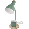 EMOS - Lampada da tavolo a LED POPPY con porta penna, filettatura E27 - elegante lampada da lettura in metallo con base in legno - Cavo di alimentazione da 1,5 m con interruttore e spina europea