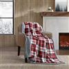 Eddie Bauer - Coperta reversibile, in peluche Sherpa, decorazione per la casa a quadri, certificata Oeko-Tex (plaid rosso parkwood, copriletto)