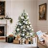 YITAHOME Albero di Natale artificiale Scotch Pine da 140 cm con telecomando, albero pre-illuminato con coni, lancette e illuminazione a LED a cambia colore bianco caldo/multicolore per soggiorno e