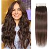 Arenshxc Human Hair 4x4 Closure Straight Chocolate Brown Invisible Trasparente Lace Brasilian Remy Human Hair Pre-Plucked Hairline 180% Density Free Part Smooth 12 pollici