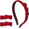 WJIAAA Set di 3 cerchietti per capelli in velluto rosso e fiocchi, con fiocco rosso, fascia per capelli con fermagli, per donne e ragazze