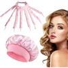 GAZIL Set da 2 bigodini Octopus senza calore con cuffia in seta, fascia per arricciatura senza calore per styling fai-da-te, ricci e onde morbidi per capelli lunghi (Rosa)