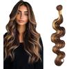 Shoaiye Human Hair Bundles Body Wave Capelli Veri Tessitura Unprocessed Remy Machine Weave Extensions Double Weft Color P4/27 Highlight Blonde for Woman 30 Inch