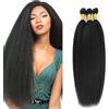Weeybay Yaki Human Hair Bundles Capelli Veri Tessitura Capelli Naturali Umani Donna Human Hair Extensions Double Weft Weave 50g/Piece Natural Black #1B Color 26 28 30 Inch