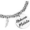 Beloved Bracciale da donna, braccialetto in acciaio emozionale con nodini - frasi, pensieri, parole con charms - ciondolo pendente - misura regolabile - incisione