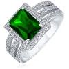 Bling Jewelry Personalizzare Lo Stile Art Deco 3Ct Rettangolo Aaa CZ Verde Smeraldo Taglio Halo Anello Di Fidanzamento Per Le Donne A Banda Larga .925 Sterling Silver Personalizzabile