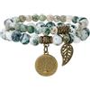 Farfume Bracciali Chakra per le donne - Cristalli Bracciale Donne Pietre Naturali Yoga Reiki- Un Set di Bracciali Doppi（Agata e Albero della Vita（Medio）