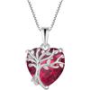 FJ Collana Albero della Vita per Donna Argento Sterling 925 Ciondolo Cuore Collana Rubino Gioielli Pietre Portafortuna Luglio per Donna
