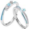 Generic Anello Di Coppia S925 Argento Sterling Anello Di Coppia Per Uomo E Donna con Stelle E Zirconi Luminosi Anello con Estremità Aperta Adatto Come Regalo Di San Valentino/Matrimonio