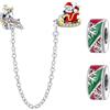 Doyafer 925 Argento Sterlina Natale Tondo Clip Incanti Catena Di Sicurezza Set Natale Clip Perline Catena Incanti Per Braccialetti Donne Perline Amici Regalo Della Famiglia