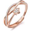 JeweBella Anello Donna Argento 925 Regolabile Cuore Stella Zirconia Cubica Fidanzamento Matrimonio Promessa Anello Anniversario Regalo Donne Argento Oro Rosa