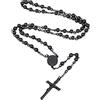 Supcare Rosario Donna e Uomo - Crocifisso Collana Con Preghiera Medaglia Vergine Maria - Acciaio Con Perline Catenina - Gioielli Religiosi Con Gesù