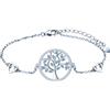 MŚ 1997 MENNICA ŚWIDNICKA Bracciale da donna con albero della vita, in argento 925, 5 colori (17 + 3 cm regolabile), con albero della vita, per donne e ragazze, in argento 925, Argento, Zirconia
