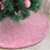 DecroXmas Gonne per Albero di Natale 90 cm, Peluche Rosa con Motivo a Fiocchi di neve Argento, base per Albero di Natale in Pelliccia Sintetica Spessa, per Decorazioni Natalizie