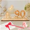 Seutgjie Biglietto Auguri Compleanno 90 Anni, Regali Uomo Donna Decorazione Compleanno con Catena Luminosa LED & Fiocco & Carta Regalo, Targa Legno Regalo Denaro Decorazione Tavolo Libri Degli Ospiti
