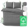 JACOBSON Set di Biancheria da Letto 200 x 220 cm - Copripiumino 100% Cotone 200 x 220 cm + 2 Federe 80 x 80 cm, Biancheria da Letto Percalle 3 Pezzi con Cerniera (200 x 220 cm, Antracite, 3 Pezzi)