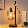 ZMH Lampada da tavolo vintage in legno per soggiorno: lampada da comodino