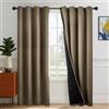 Deconovo Tende per Interni con Anelli, Oscuranti 100% con Retro Nero, Tende Termiche Isolanti Moderne per Camera da Letto e Soggiorno, 2 Pannelli, 140x270 cm, Cachi