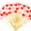 LQTSLFM 200 Pezzi Atuzzicadenti Cuori, Rosso Rosa Stecchini per Aperitivo Cuori, Stuzzicadenti Feste in Legno Cuore per Torte Frutta Dessert Cibo San Valentino e Matrimoni (Rosso Rosa-A)