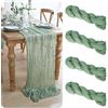 ACOMTUO 4 Pezzi Runner da Tavola Verde Salvia,90 x 300 cm Verde Garza Boho Runner tavola,Runner Romantico Moderno per Casa per Matrimoni, Nozze Battesimo Baby Shower Vacanze Feste