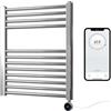 Greened House Scaldasalviette elettrico cromato intelligente controllato tramite WiFi, piatto, programmabile per 7 giorni, compatibile con app (400 mm di larghezza x 600 mm di altezza)