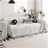 WEYOND Copridivano e Copricouch Lavabile in Chenille, Telo Copridivano a Righe con Nappine per Divano Angolare, Divanetto, Divano 2/3/4 Posti e Futon (180 x 260 cm, Bianco)