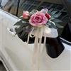 AQCQDQ 2 pezzi decorazione per auto da matrimonio, fiocchi per auto, fiori artificiali vintage con ventose per specchietto retrovisore auto (rosa rosa)