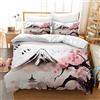 CXYXHW Set di Biancheria da Letto con Motivo Fiori di Ciliegio 3 Pezzi, Copripiumino Giapponese in Microfibra, Cerniera con 2 Federe