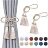 Pretty Jolly Confezione da 2 fermatende con nappe a doppia estremità, fatti a mano, in corda intrecciata con nodo, fermatende decorativi in stile europeo per finestre di casa e ufficio (beige scuro)