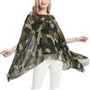 CuteSwan Camicetta da donna Lagenlook caftano con maniche a pipistrello in chiffon bohémien sciolto floreale camicetta tunica, Verde militare mimetico., One Size Plus
