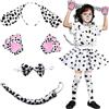 Auzlya 4 Pezzi Costume Cane Bambina,Costume da Dalmata per Bambini,Costume Dalmata per Bambina,per Imitazione Dog Animale Festa