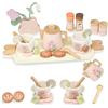 AolKee Set da tè in legno, tema cucina, per bambini dai 3 agli 8 anni, accessori cucina bambini