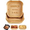 COSORI Carta Forno Per Friggitrice Ad Aria 100 Pezzi, 3-4,5L, 16 × 16 cm | Teglie Per Air Fryer 3-4,5L Quadrati, Antigrasso Antiaderente Fodera in Carta Monouso per Forno, Padelle, Microonde (16cm)