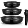 Set Pentole 21 Pezzi Antiaderente In Ceramica Con Manici Staccabili - Adatto A Induzione E Forno (fino A 287°C) - Atossico Senza PFOA/PTFE - Colore Tortora
